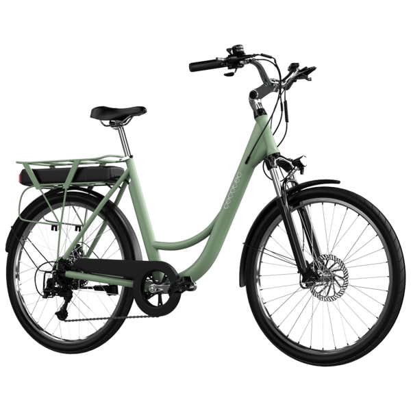 Cecotec City Bicicleta Electrica de 28" - Potencia de 468Wh - Autonomia de 80km - Doble Freno de Disco - Suspension Delantera - Cambio Shimano de 6 Velocidades - Cuadro de Aluminio - Color M