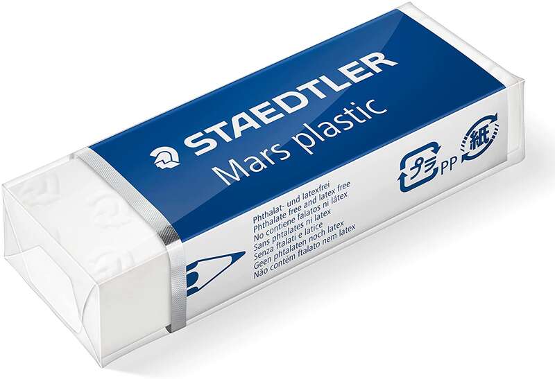 Staedtler Mars Plastic 526 50 Goma de Borrar - Plastico - Alta Precision - Color Blanco · Pack de 20 uds.