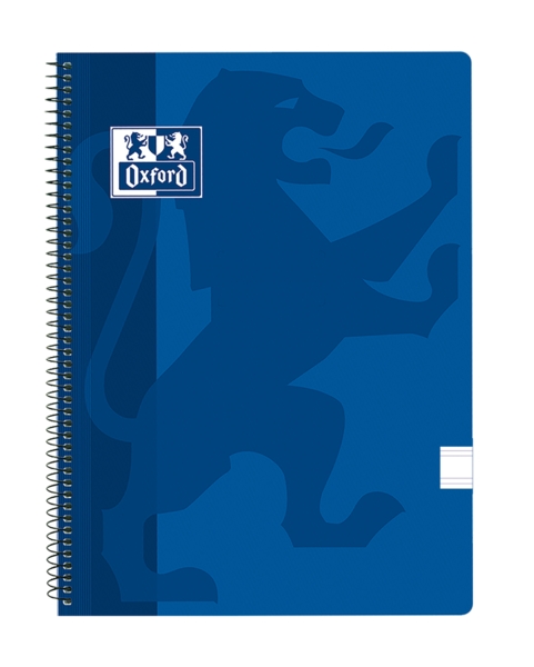 Oxford School Classic Cuaderno Espiral Tamaño Folio Pauta 2.5mm - 80 Hojas con Margen - Tapa de Plastico - Color Azul