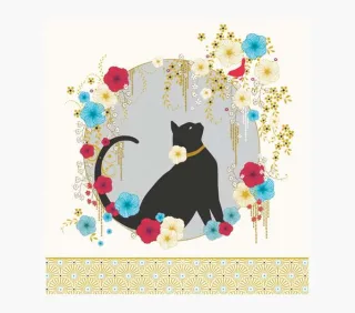 Pictura Tarjeta Arabesque - 16x16cm - Tematica Gato Negro - Tarjeta Triptica sin Envoltorio - Incluido Sobre Blanco - Papel con Certificacion FSC