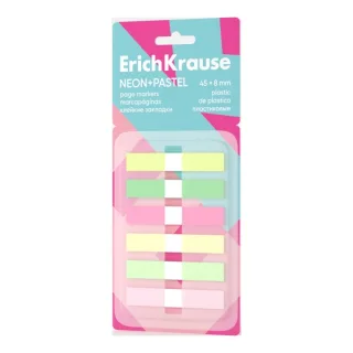 ErichKrause Neon+Pastel Pack de 6 Blocs de 20 Marcadores de Pagina - Reposicionables - Plastico - 8x45mm - Colores Surtidos