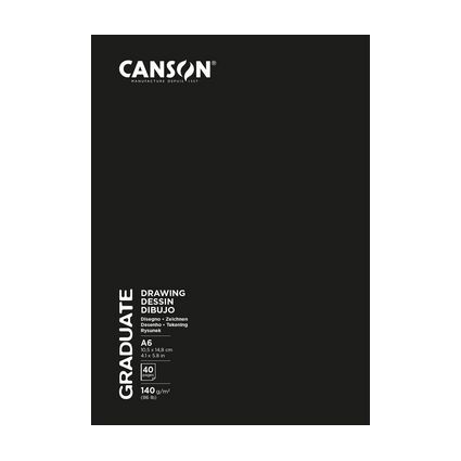 Canson Graduate Dibujo y Esbozo Cuaderno Grapado con 20 Hojas A3 - 140g - Grano Fino - Color Blanco