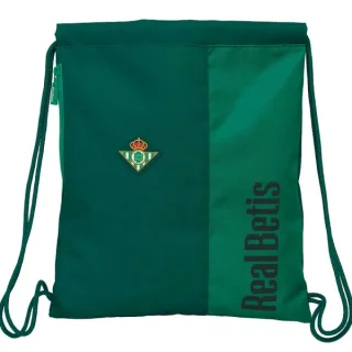 Safta Real Betis Balompie Saco Plano - Bolsillo con Cremallera - Cierre con Cordones - Resistente al Agua - 5L - Ideal para Deporte - Material Duradero - 350x10x400mm - Color Verde
