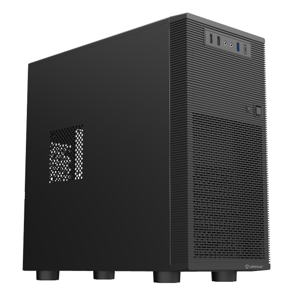 Unykach Aero C15 Caja MicroATX - Fuente de Alimentacion 500W Incluida - Tamaño Disco Soportado 1x 3.5" , 2 x 2.5" - 1 x USB-A 3.0 2 x USB-A 2.0 1 x USB-C 3.0 y Audio - Negro