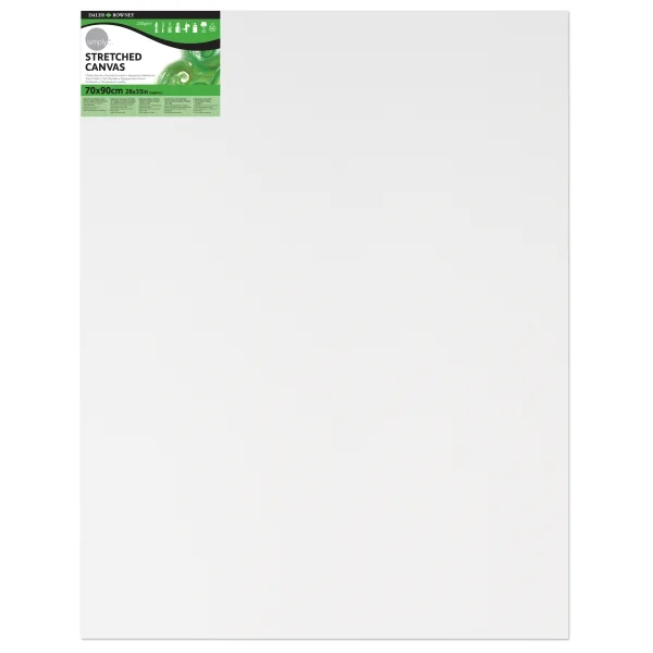 Daler Rowney Simply Bastidor Entelado - 60x90cm - Imprimacion Triple - Grano Medio - 100% Algodon sin Acido - 250g - Color Blanco