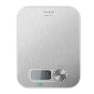Cecotec Cook Control 10200 EcoPower Inox Bascula de Cocina - Funciona sin Pilas - Precision de 1gr - Peso Max. 8kg - Pantalla LCD - Funcion Tara - Funcion Solidos y Liquidos