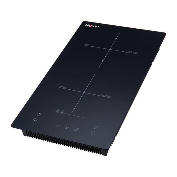 Muvip Cocina de Induccion Doble 3300W - 10 Niveles de Potencia - Apta para Encastrar o Sobremesa - Temporizador - Control contra el Sobrecalentamiento - Bloqueo Infantil