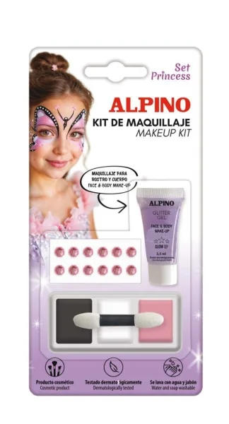 Alpino Set de Maquillaje Princess - Se Lava con Agua y Jabon - Testado Dermatologicamente - Colores Surtidos