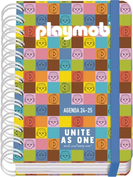Dohe Playmobil Unite As One Agenda Escolar 25/26 Espiral Wire’o A6 - Dia Pagina - Papel 80g/m2 - 4 Hojas de Pegatinas - Cubierta de Carton Plastificado - Cierre con Goma Elastica