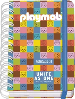 Dohe Playmobil Unite As One Agenda Escolar 25/26 Espiral Wire’o A6 - Dia Pagina - Papel 80g/m2 - 4 Hojas de Pegatinas - Cubierta de Carton Plastificado - Cierre con Goma Elastica