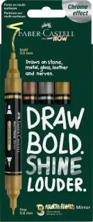 Faber-Castell Multimark Acrylic Pack con 3 Rotuladores Acrilicos Doble Punta - Puntas Redondas de 1mm y 3mm - Tinta Acrilica a Base de Agua - Colores Metalizados Surtidos