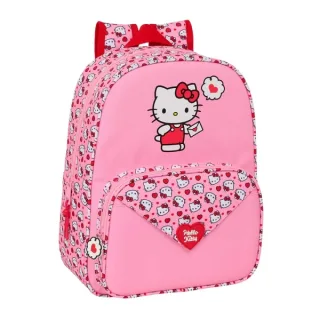 Safta Hello Kitty Mochila Infantil - Adaptable a Carro - Portabotellas - Hombreras Acolchadas - Bolsillo Frontal - 10L - 260x110x340mm - Color Rosa