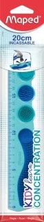 Maped Kidy Lern Concentration Regla 20cm - Diseñada para Ayudar a la Concentracion - Zonas Tactiles Extraibles - Color Azul