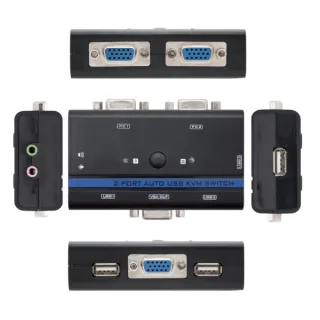 Nanocable KVM Switch VGA USB 1u-2PC+Cable