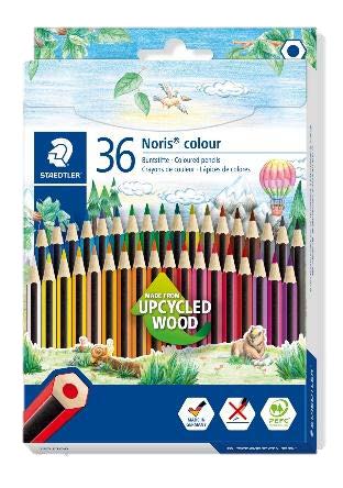 Staedtler Noris Colour 185 Pack de 36 Lapices Hexagonales de Colores - Fabricados en Wopex - Muy Resistentes - Madera de Fuentes Sostenibles - Colores Surtidos