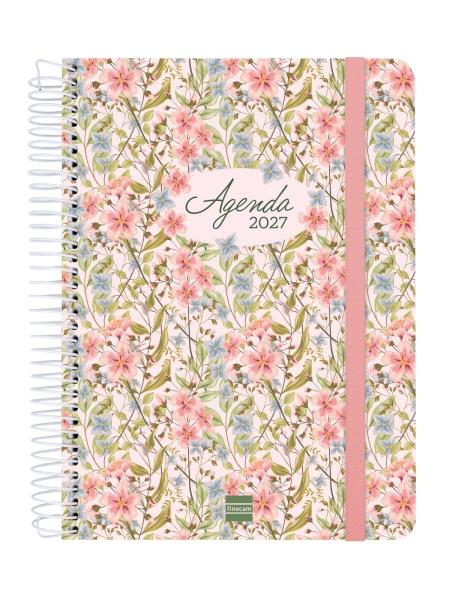 Finocam Cloe Agenda de Espiral en Catalan - 16 Meses - Semana Vista Horizontal - Formato E10 - 155x212mm - Tapa Dura - Papel de 100g/m2 - Goma Elastica - Adhesivos Tematicos - Multicolor