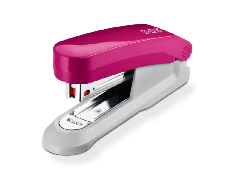 Novus Evolution E15 Fresh Grapadora de Sobremesa - Hasta 15 Hojas - Grapado Cerrado y Clavado - Incluye 200 Grapas Nº10 - Color Rosa/Gris