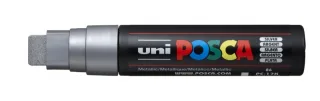 Posca PC-17K Marcador de Pintura - Punta Biselada de Poliester 15mm - Tinta Base al Agua - Resistente a la Luz - No Permanente - Color Plata · Pack de 5 uds.