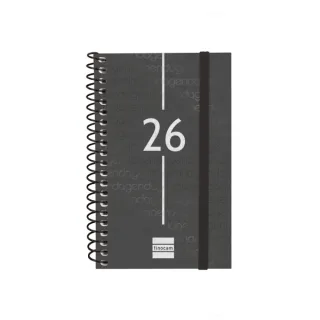 Finocam Year Agenda de Espiral en Catalan - Anual 2026 - Tapa Ligera - Formato E3 - 217x14x297mm - Semana Vista Horizontal - Color Negro