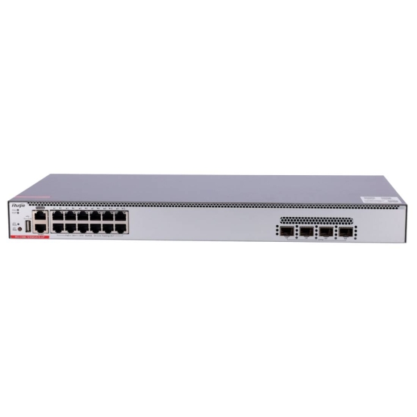 Ruijie RG-CS86-12XMG4VS-UP Switch con Auto-Negociacion - 12 Puertos hasta 10Gbps - 4x SFP28 hasta 25Gbps - PoE/PoE+/PoE++ - 2 Ventiladores Fijos - Fuente de Alimentacion Fija - Color Negro y Gris