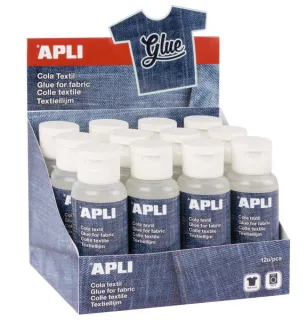 Apli Cola Textil Especial - 80ml - Resistente al Lavado - Ideal para Tejidos - Transparente · Pack de 12 uds.