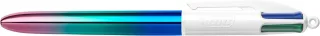 Bic 4 Colours Gradient Boligrafo de Bola Retractil - Punta Media de 1.0mm - Tinta con Base de Aceite - Cuerpo Blanco/Degradado Tricolor - 4 Colores · Pack de 12 uds.