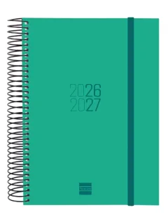 Finocam Espir Agenda Escolar 26/27 en Catalan - 1 Dia por Pagina - Formato E10 - 155x212mm - Tapas de Polipropileno - Papel de 70g/m2 - Espiral Metalica - Esquinas Microperforadas - Color Ve