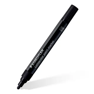 Staedtler Lumocolor 349 Marcador Acrilico Permanente - Trazo 2.4 mm Aprox - Tinta Base de Agua - Color Negro · Pack de 10 uds.