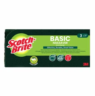 Scotch-Brite Basic Pack de 3 Estropajos de Cocina - Proteccion para los Dedos - Color Verde Oscuro