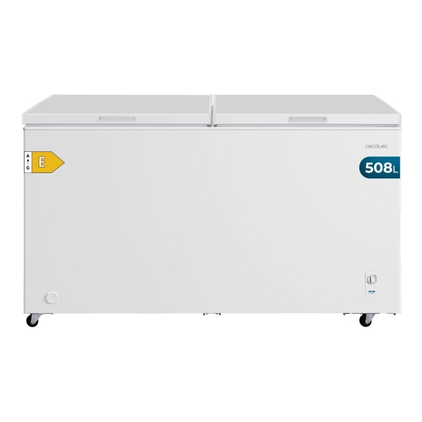 Cecotec Bolero CoolMarket Chest Duo 508M White E Congelador Horizontal Convertible - Capacidad 508L - Temperatura Regulable - Doble Cesta - Ruedas Integradas - Control Mecanico - Color Blanc