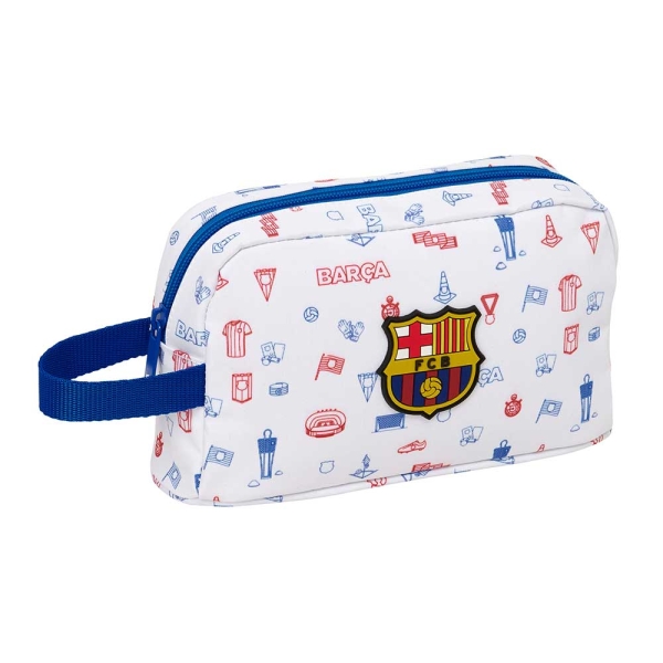 Safta F.C.Barcelona Bolsa Preescolar Isotermica Porta Alimentos - Asa de Mano Lateral - Cremallera - 21.5x12x6.5cm - Color Blanco