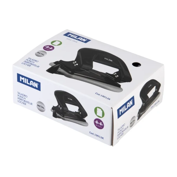 Milan Taladro Perforador Metalico - Incluye Guia de Plastico - hasta 15 Hojas - Color Negro