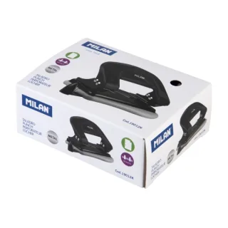 Milan Taladro Perforador Metalico - Incluye Guia de Plastico - hasta 15 Hojas - Color Negro