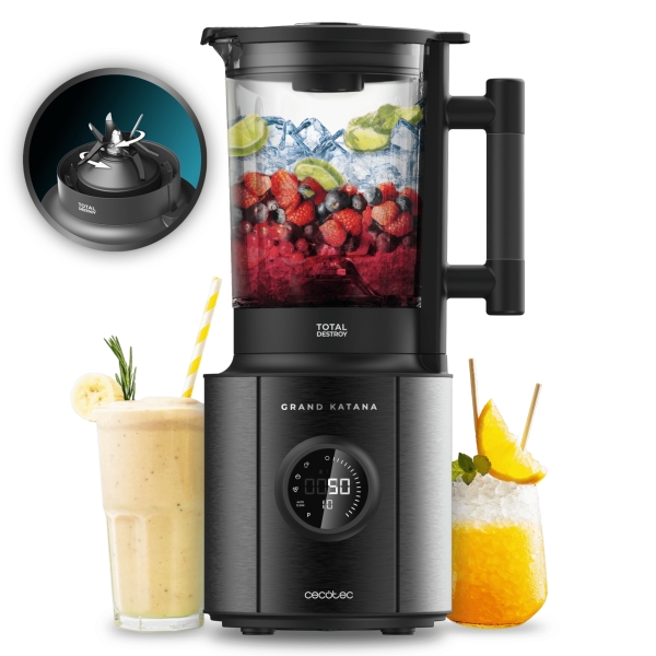 Cecotec Grand Katana 2700Max Total Destroy Screen Batidora de Vaso - 2700W - Contrarrotante - 10 Velocidades - Jarra de 1.8L Termorresistente - 5 Modos - Cuchillas de Titanio - Color Negro