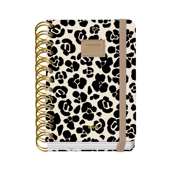 Dohe Premium Wild Agenda Escolar 26/27 - Formato A6 - Dia Pagina - Papel Offset Ahuesado 80g - Cubierta de Carton Plastificado - Espiral Metalica Doble - Goma - 12x17x3cm - Multicolor