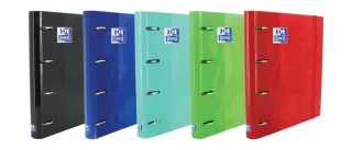 Oxford Europeanbinder Classic A4+ Carpeta de Anillas con Recambio 1 Linea - Tapa Extradura - Cierre con Goma Elastica - Colores Surtidos · Pack de 10 uds.
