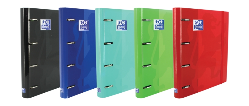Oxford Europeanbinder Classic A4+ Carpeta de Anillas con Recambio 1 Linea - Tapa Extradura - Cierre con Goma Elastica - Colores Surtidos · Pack de 10 uds.