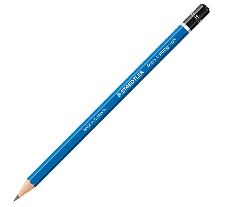 Staedtler Mars Lumograph 100 Lapiz de Grafito Hexagonal - Mina H Ultrarresistente de 2mm - Madera de Bosques Sostenibles · Pack de 12 uds.