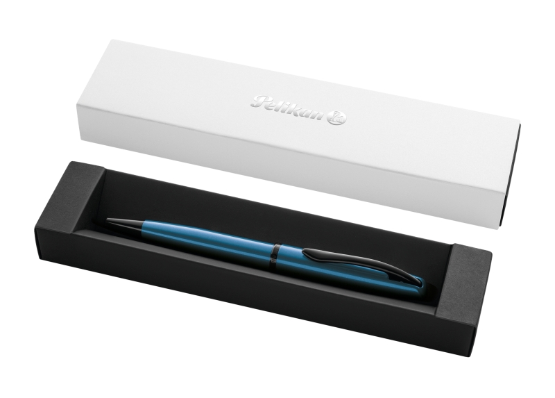 Pelikan Jazz Noble Boligrafo Retractil - Trazo de 1mm - Mecanismo de Giro - Recambio 337M Azul - Estuche de Regalo - Color Aguamarina