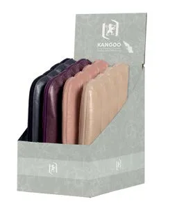 Oxford Kangoo Expositor con 16 Estuches Kangoo Piel - Fabricados en Piel 100% - Goma Kangoo para Acoplar al Cuaderno - 4 Colores Surtidos