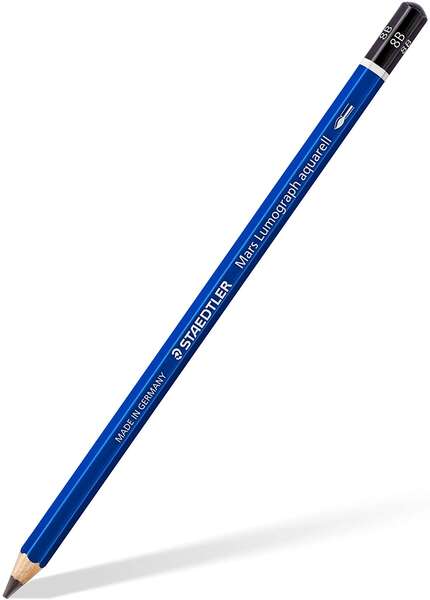 Staedtler Mars Lumograph Aquarell 100A Lapiz de Grafito - Mina 8B - Resistencia a la Rotura - Madera de Bosques Sostenibles · Pack de 12 uds.
