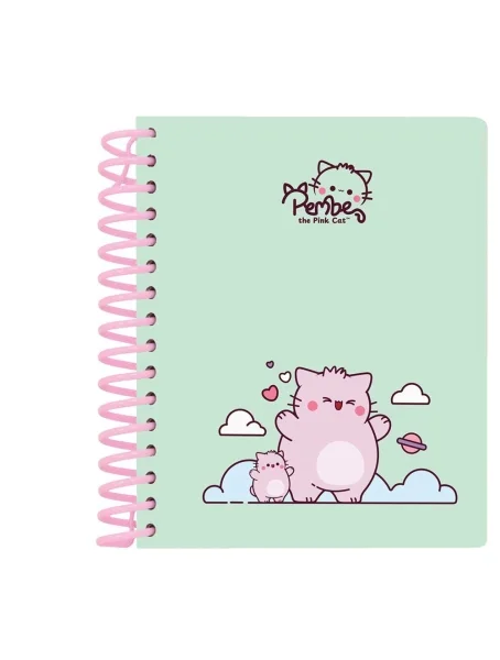 Safta Pembe The Pink Cat Bloc de Notas A6 - Tapas Duras - 120 Hojas - Gramaje 80g/m2 - 118x146mm - Color Menta