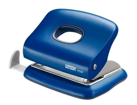 Rapid FC20 Taladro Perforador - Hasta 20 Hojas - Facil Vaciado - Punzones 5.5mm - Color Azul