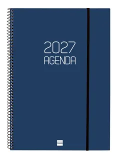 Finocam Espiral Basics Opaque Agenda Profesional - Anual 2027 - Semana Vista Vertical - Formato E40 - 210x297mm - Espiral - Tapa de Polipropileno - Esquinas Microperforadas - Papel de 80g/m2