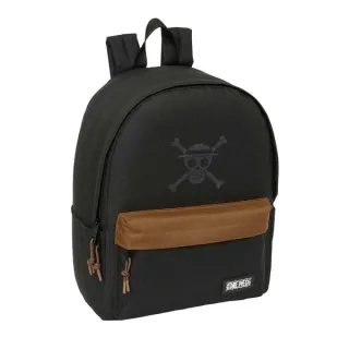 Safta One Piece Mochila para Portatil hasta 14.1" - Portabotellas - Tirador Doble - Bolsillo Frontal - Hombreras y Espalda Acolchadas - Asa Superior - 310x160x400mm - Color Negro