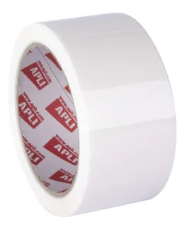 Apli Precinto Basic Pp Acrilico - 48mm x 66m - Resistente al Agua y a la Rotura - Facil de Cortar - Blanco · Pack de 36 uds.