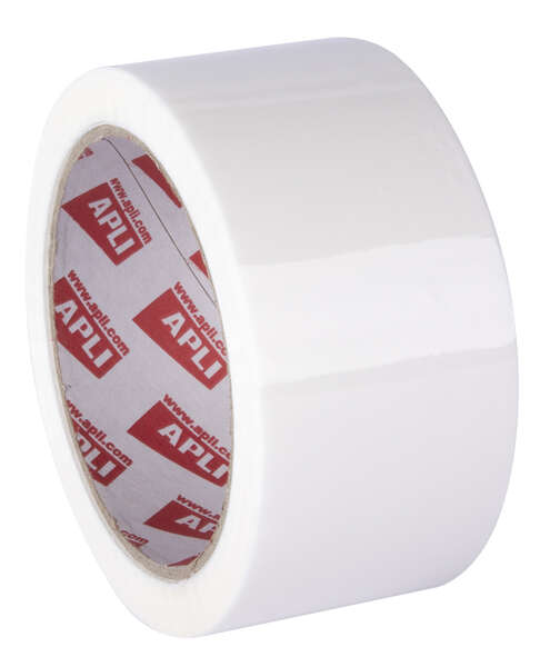 Apli Precinto Basic Pp Acrilico - 48mm x 66m - Resistente al Agua y a la Rotura - Facil de Cortar - Blanco · Pack de 36 uds.