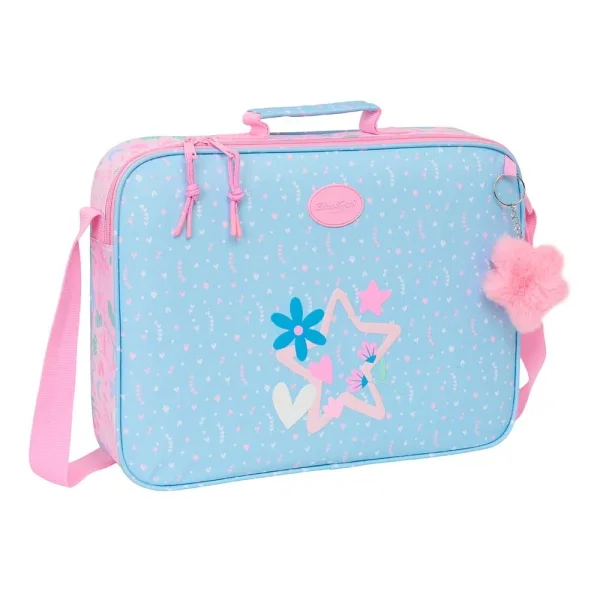 Safta Blackfit8 Smile Maletin con Cremallera - Bandolera Ajustable - Asa Forrada - Doble Tirador - Fondo Semirigido - 6L - 380x60x280mm - Color Azul Claro