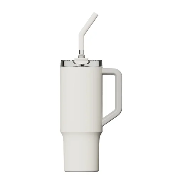 Xiaomi Straw Mug Termo 1L con Pajita - Acero Inoxidable 316L - Aislamiento Termico - Tapon Hermetico Antifugas - Tapa Tritan Transparente - Asa Ergonomica - Boca Ancha 90 mm - Color Blanco