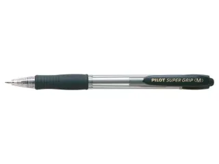 Pilot Boligrafo de Bola Retractil SuperGrip - Punta Redonda 1.0mm - Trazo 0.27mm - Tinta de Aceite - Grip Ergonomico - Color Negro · Pack de 12 uds.